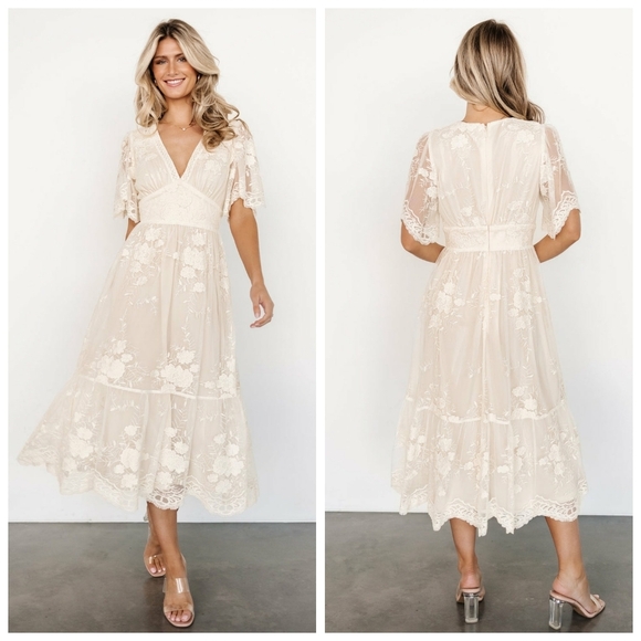 Baltic Born Dresses & Skirts - Baltic Born Clarisa Vintage Cream Lace Midi Dress